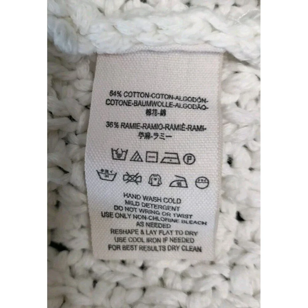 Free People Cable Knit Sweater XS Cream Fishermen Chunky Crew Neck Oversized NWT